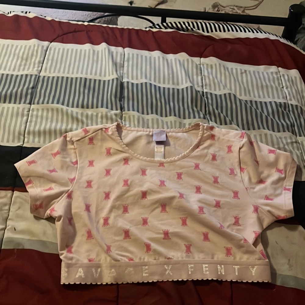 Soft pink and hot pink savage x fenty shirt